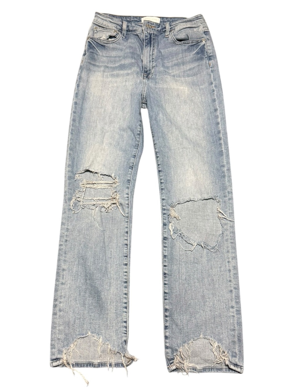 Jonathan Simkhai Standard River High Rise Straight Leg Jeans Distressed size 28